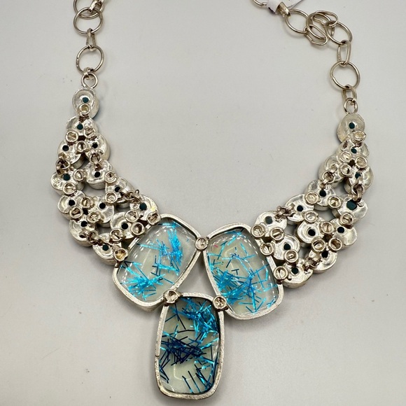Blue Rutilated Quartz, Blue Chalcedony 925 Sterling Silver Necklace - Picture 4 of 4